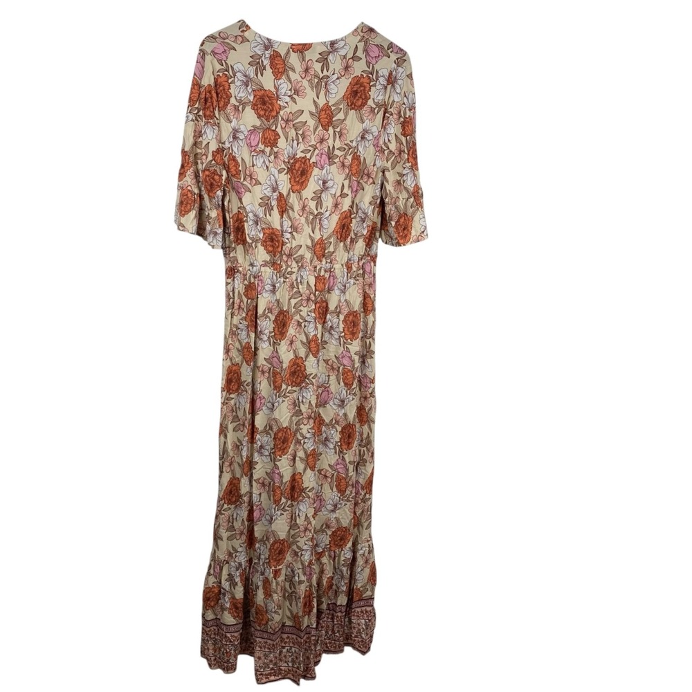 Petal & Pup Fraser Floral Maxi Dress Cream Orange Pink Women's Size 10 Boho - Picture 2 of 15